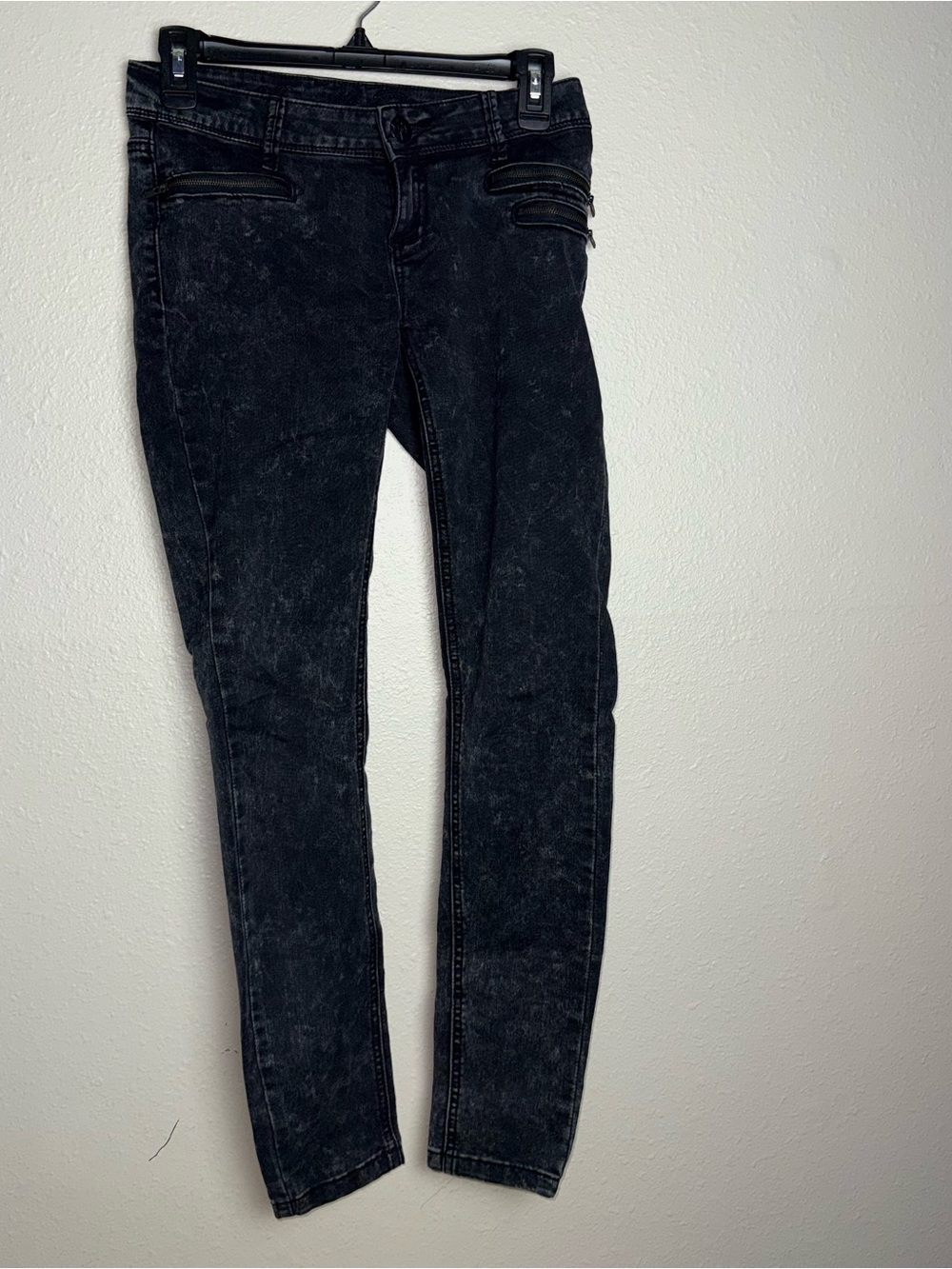 Vanilla Star Black Acid-Wash Skinny Stretchy Jeans